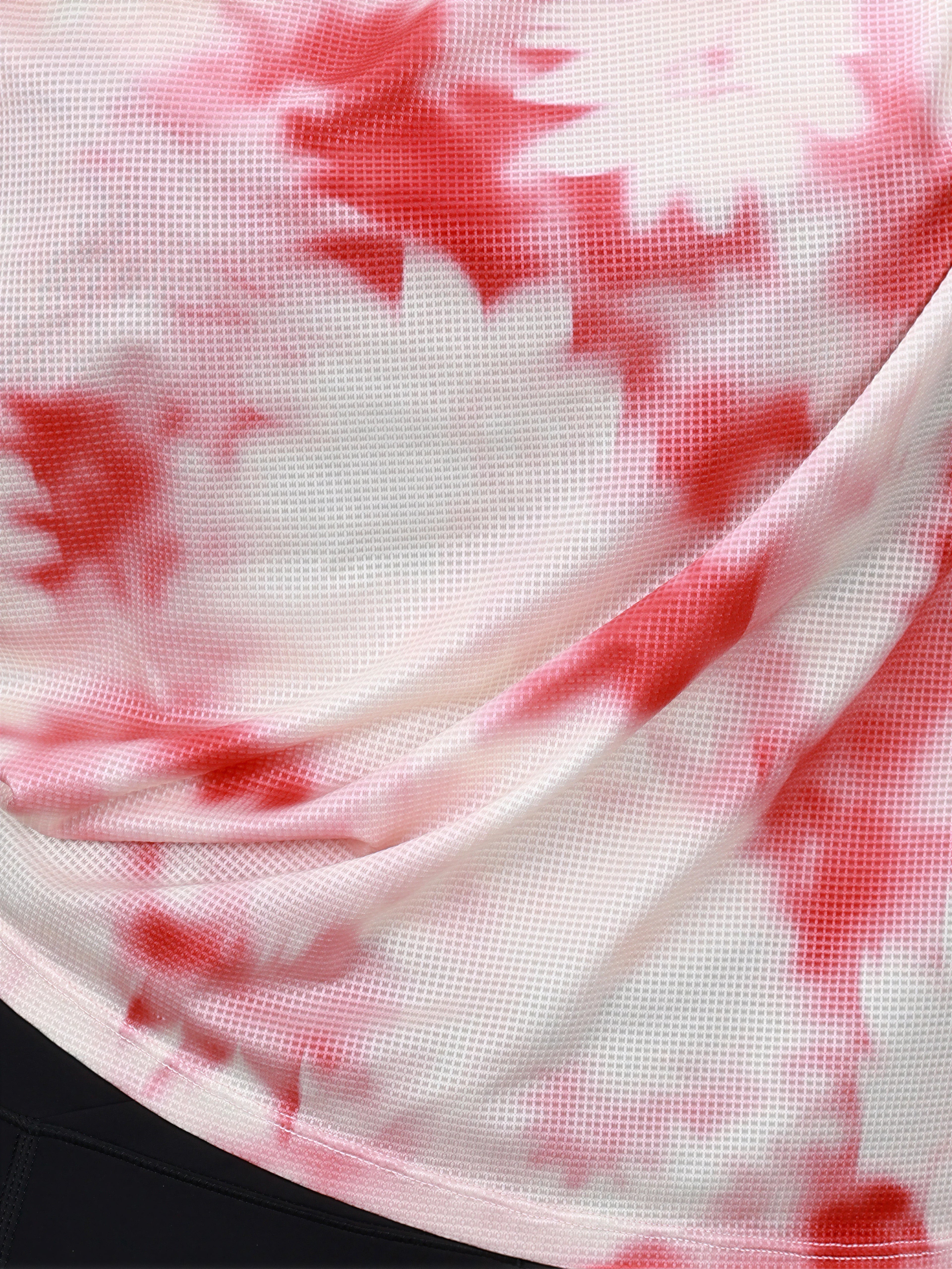 Close-up of pink petal Airy Twist Long Sleeve fabric texture by MUEV for pickleball and padel apparel