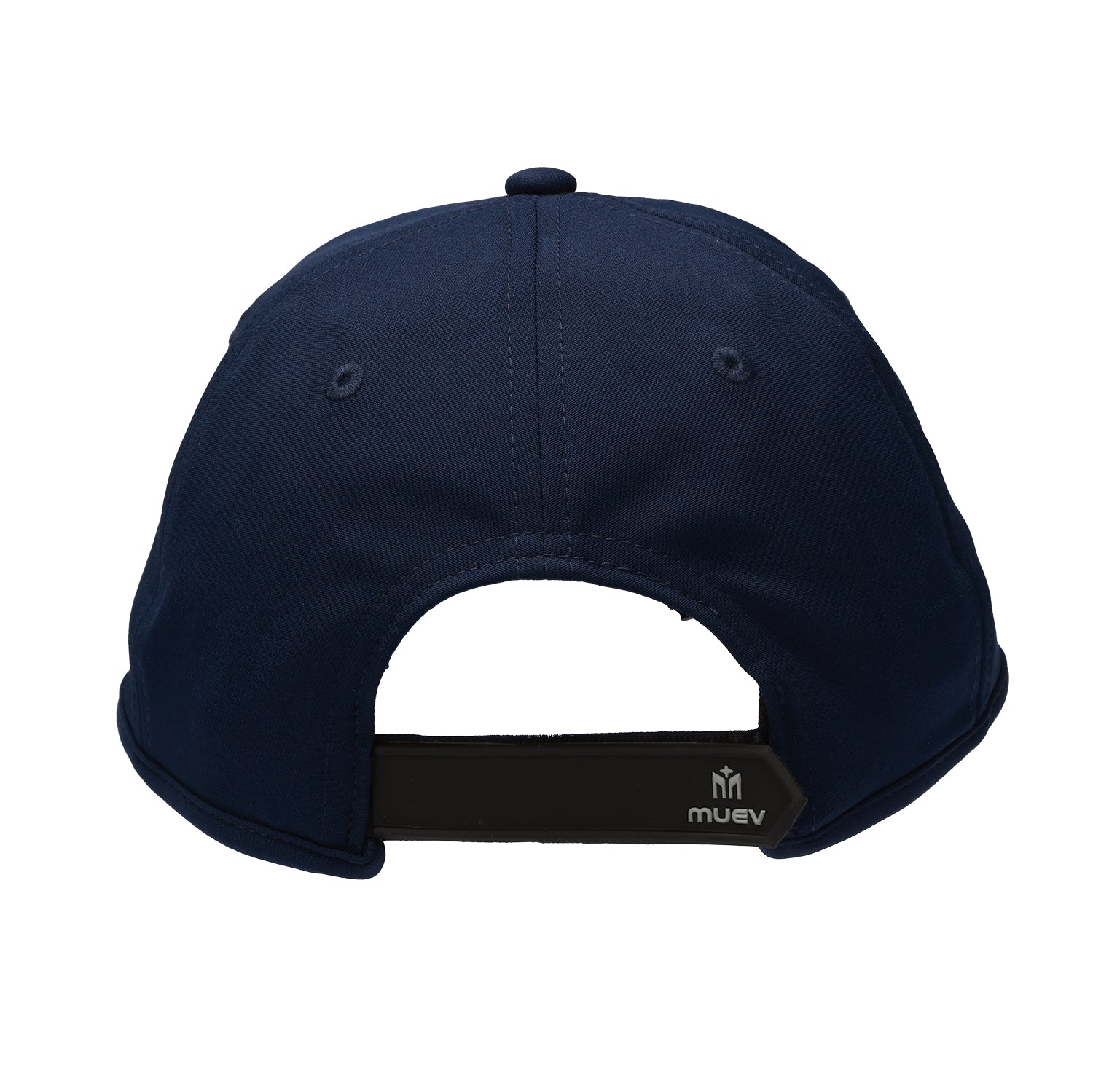 rear view of navy MUEV Sport Hat with adjustable strap for padel and pickleball apparel