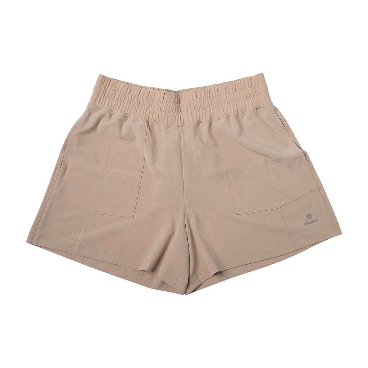 Khaki Off Court Ease Short by MUEV designed for comfortable padel and pickleball apparel with front patch pockets