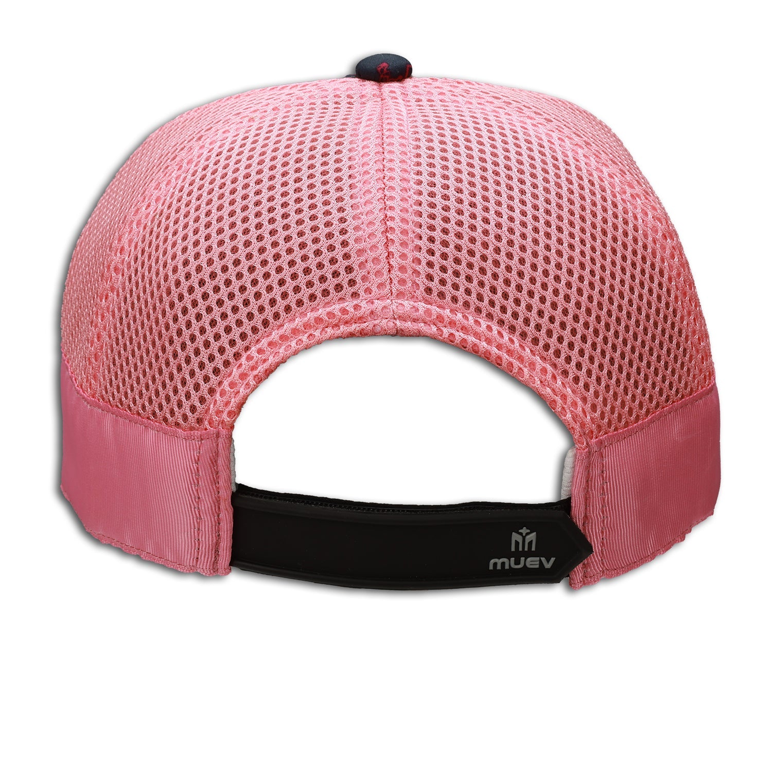 back view of pink sakura Printed Trucker Hat with mesh and adjustable strap by MUEV for padel and pickleball apparel
